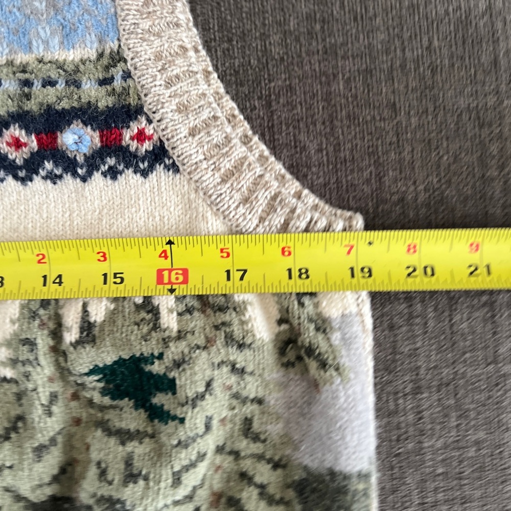 90s Northern Reflections Green Tan Tree Nature Graphic Cottagecore Sweater Vest - Picture 7 of 8